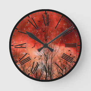 Red Dream Sky Acrylic Wall Clock
