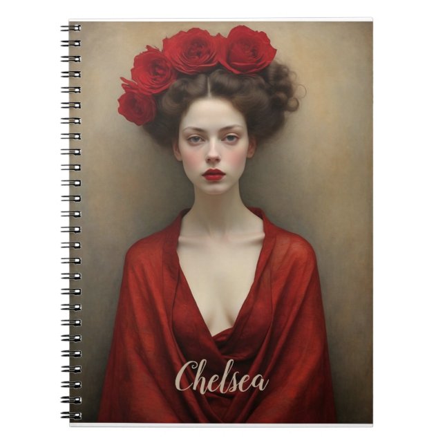 Red Dress and Flowers Notebook (Front)