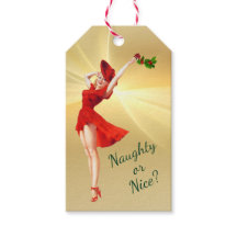 Red Dress and Holly Retro Pinup Girl Christmas