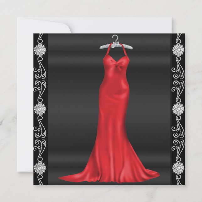 Red Dress Birthday Party Invitation (Front)
