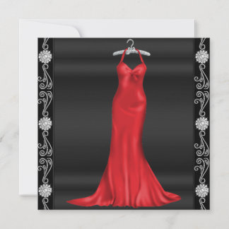 Red Dress Birthday Party Invitation