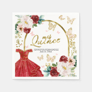 Red Dress Butterfly Quinceanera Napkins