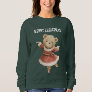 Red Dress Christmas Dancing Bear Sweatshirt