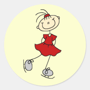 Red Dress Figure Skater Tshirts and Gifts Classic Round Sticker