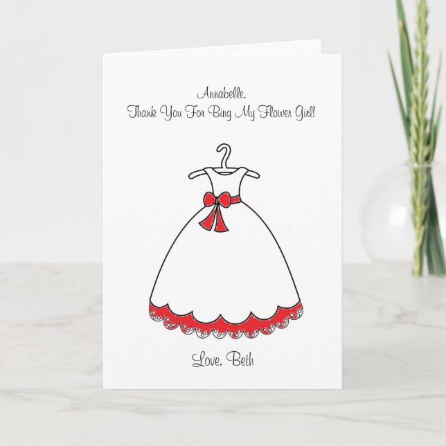 Red Dress Flower Girl Card (Front)