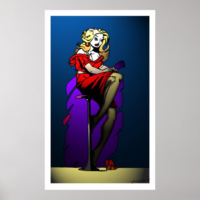 Red Dress In Spotlight Poster (Front)