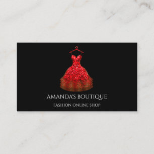 Red Dress Logo Fashion Boutique Online Shop Business Card