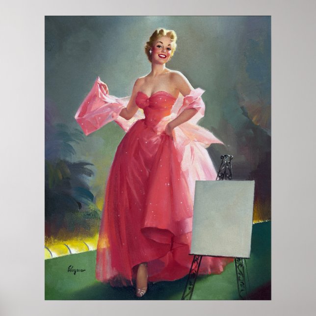 Red Dress Pin Up Poster (Front)