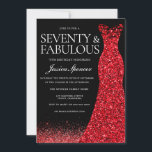 Red Dress Red Glitter Gown 70th Birthday Party Invitation<br><div class="desc">Red Dress Red Glitter Gown 70th Birthday Party Invitation Seventy and Fabulous
Variations to the invitation and matching items in our store</div>