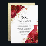 Red Dress & Roses Gold Glitter 90th Birthday Invitation<br><div class="desc">Red Dress & Roses Gold Glitter 90th Birthday Invitation

More elegant floral designs in our store!

See matching collection in our store</div>