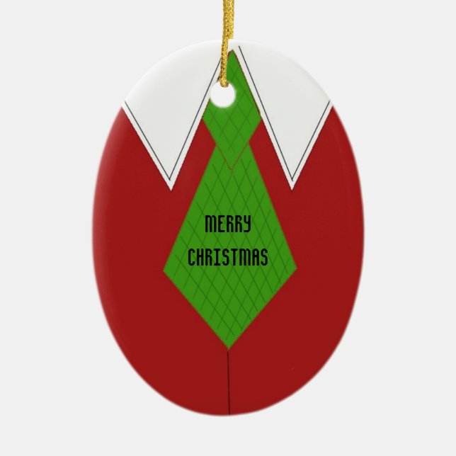 Red Dress Shirt and Tie Ceramic Tree Decoration (Front)