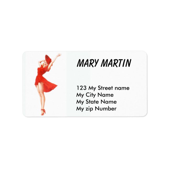 Red Dress Vintage Retro Label (Front)