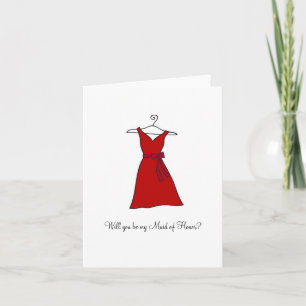 Red Dress, Will you be my Maid of Honour? Invitation