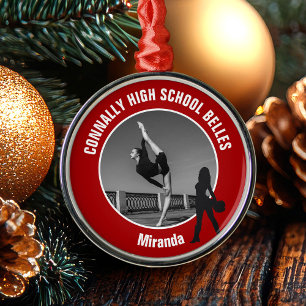 Red Drill Team Photo High School Dancer Christmas Metal Tree Decoration