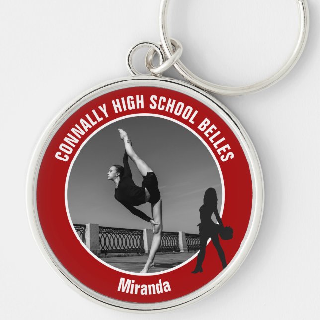 Red Drill Team Photo High School Dancer Key Ring (Front)