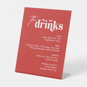 Red Drink Menu Wedding Bar Pedestal Sign