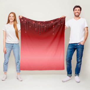 Red Dripping Glitter Fleece Blanket