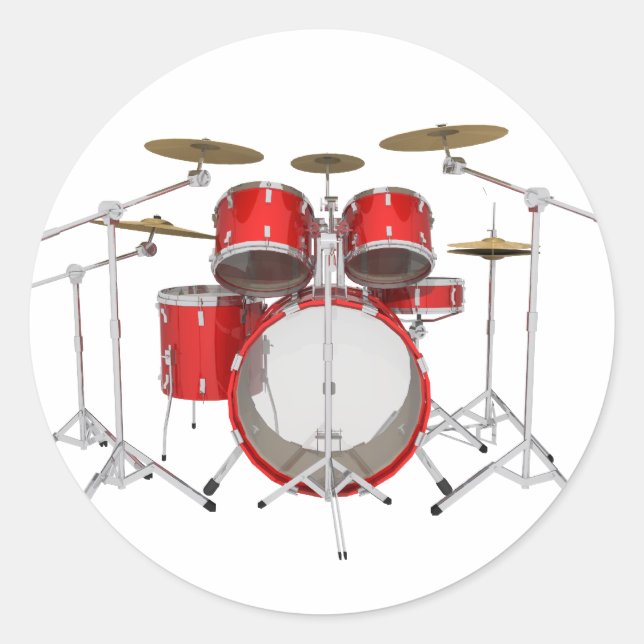 Red Drum Kit: Classic Round Sticker (Front)