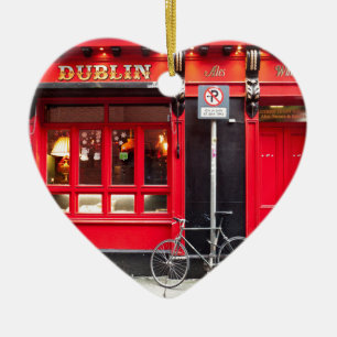 Red Dublin Pub Ceramic Tree Decoration