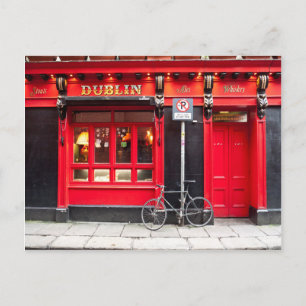 Red Dublin Pub Postcard
