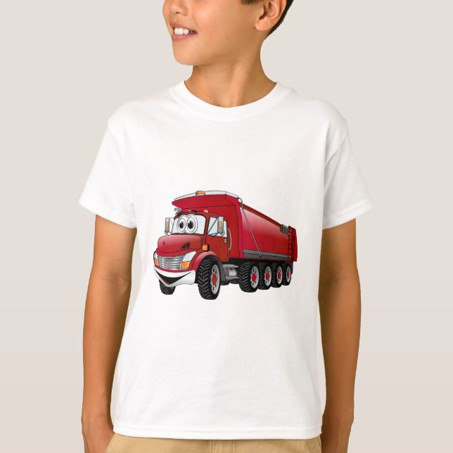 Red  Dump Truck 10w Cartoon T-Shirt (Front)