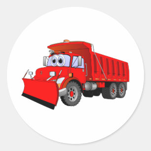 Red Dump Truck Cartoon Classic Round Sticker