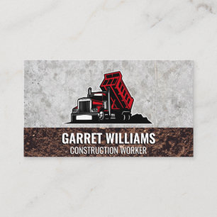 Red Dump Truck   Concrete and Dirt Business Card