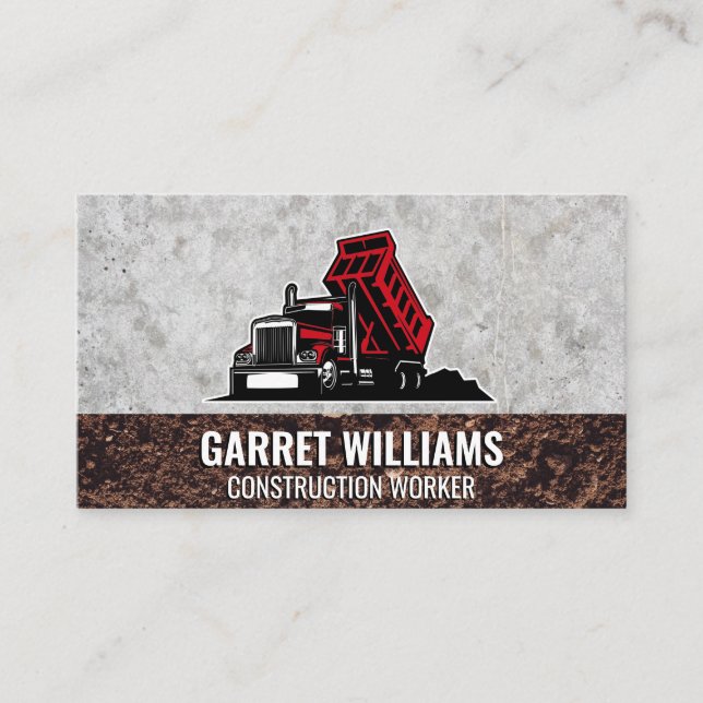 Red Dump Truck | Concrete and Dirt Business Card (Front)