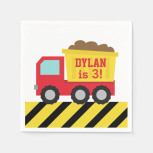 Red Dump Truck Construction Boys Birthday Party Napkin