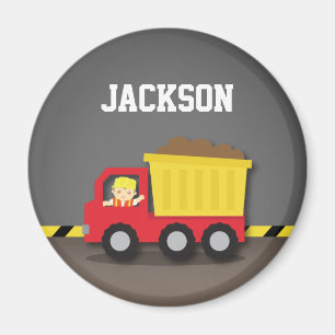Red Dump Truck Construction Builder Boy Magnet