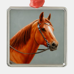 Red Dun Chestnut Sorrel Western Quarter Horse Metal Tree Decoration