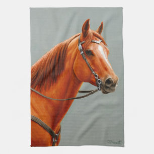 Red Dun Chestnut Sorrel Western Quarter Horse Tea Towel