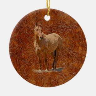 Red Dun Horse-lover's Equine Gift Design Ceramic Tree Decoration