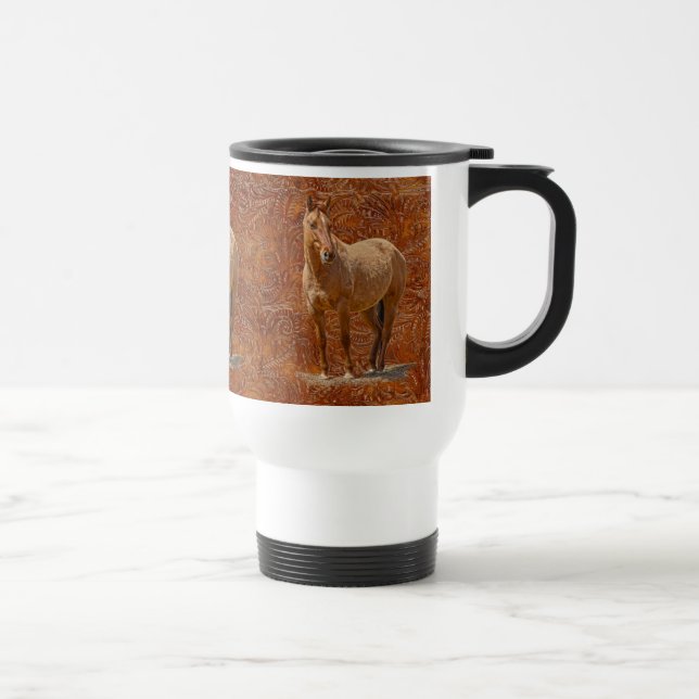 Red Dun Horse-lover's Equine Gift Design Travel Mug (Right)