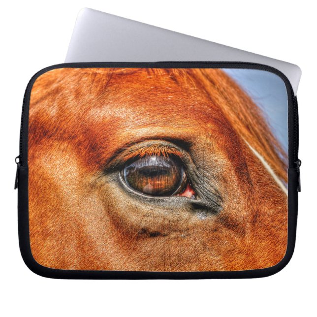 Red Dun Horse's Eye Animal-lover Photo Laptop Sleeve (Front)