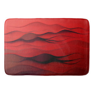 Red Dunes – Minimalist Abstract Waves Art Bath Mat