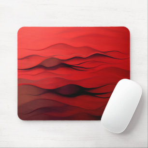 Red Dunes – Minimalist Abstract Waves Art Mouse Mat