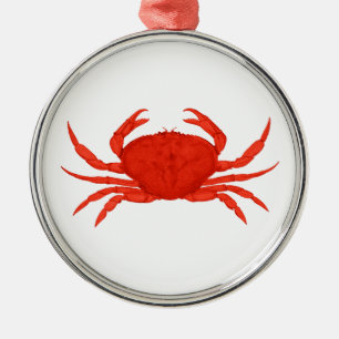 Red Dungeness Crab Logo Metal Tree Decoration