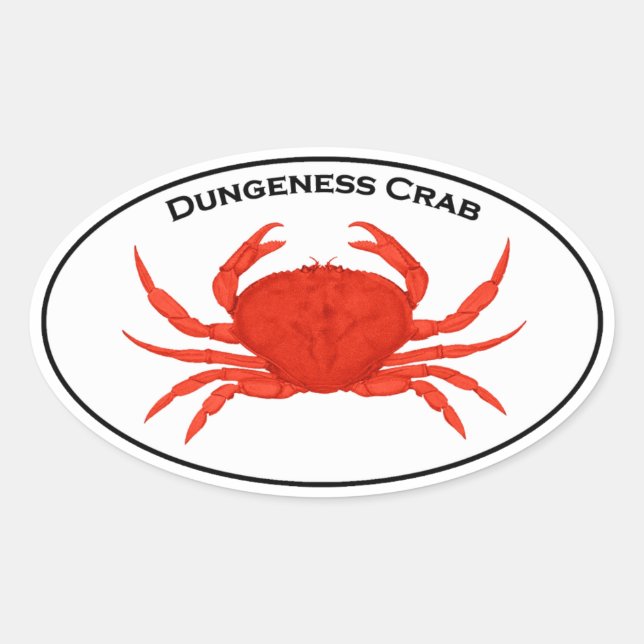 Red Dungeness Crab Oval Logo Sticker (Front)