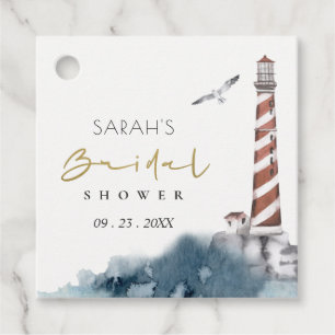 RED DUSKY BLUE LIGHTHOUSE SEA BRIDAL SHOWER  FAVOUR TAGS
