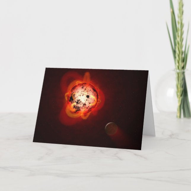 Red Dwarf Star Orbited By A Hypothetical Exoplanet Card (Front)