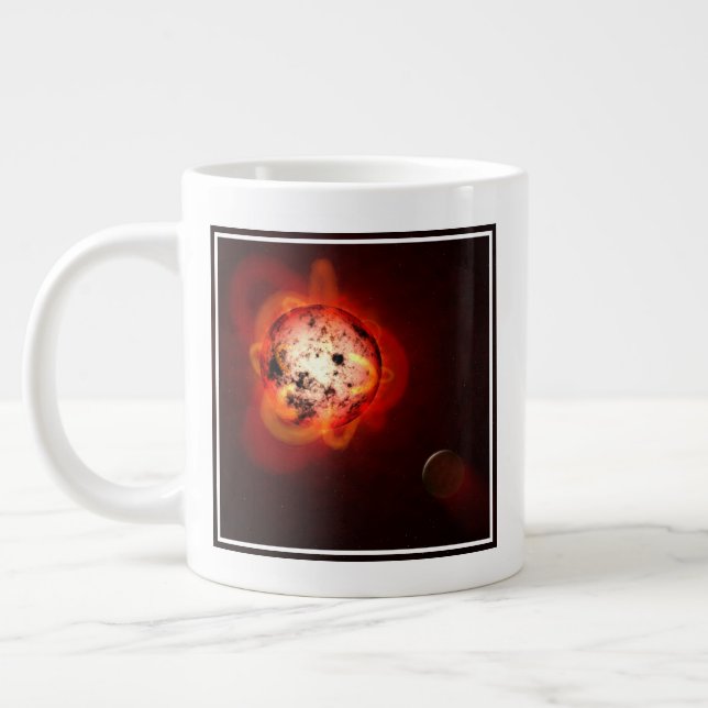 Red Dwarf Star Orbited By A Hypothetical Exoplanet Large Coffee Mug (Left)