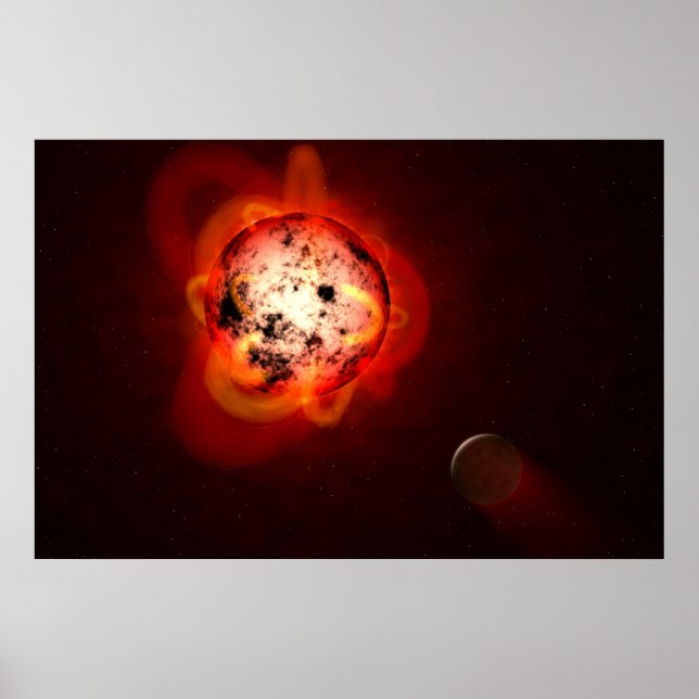 Red Dwarf Star Orbited By A Hypothetical Exoplanet Poster (Front)