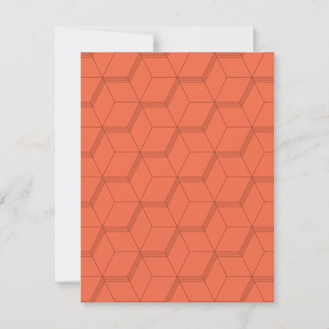 Red, dynamic, retro, cool trendy cube line pattern card (Front)