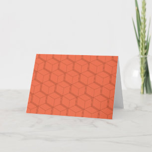 Red, dynamic, retro, cool trendy cube line pattern card