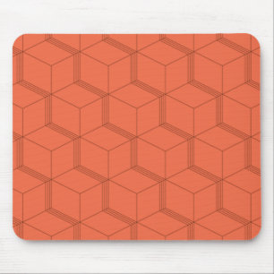 Red, dynamic, retro, cool trendy cube line pattern mouse mat