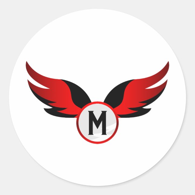 Red Eagle Winged with Personalised Name Classic Round Sticker (Front)