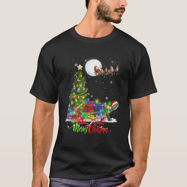 Red-Eared Slider Animal Merry Christmas Animal Lov T-Shirt (Front)