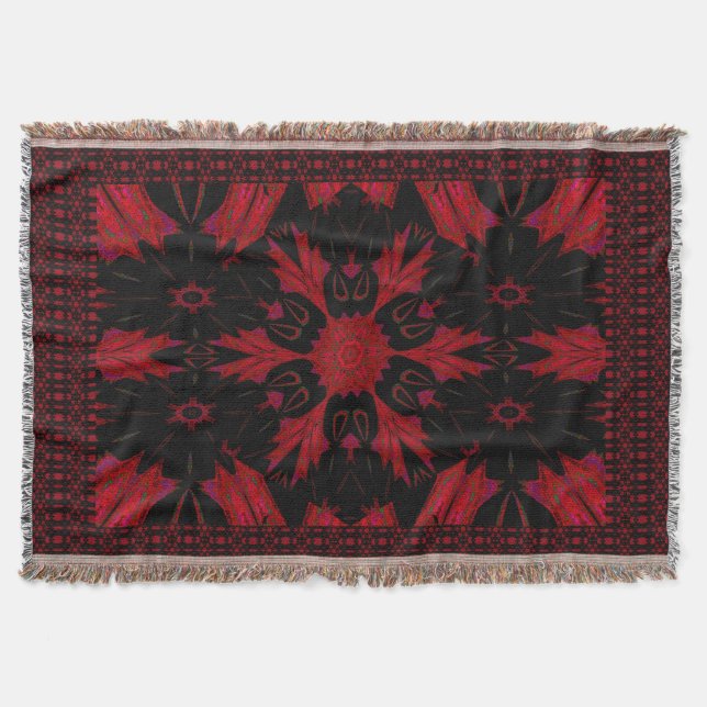 Red Earth Flower Throw Blanket (Front)
