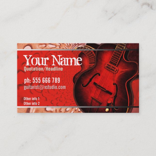 Red Earth Guitar Music Business card (Front)